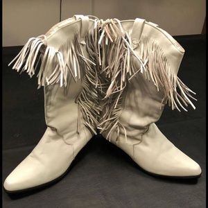 Ladies White Leather Boots
